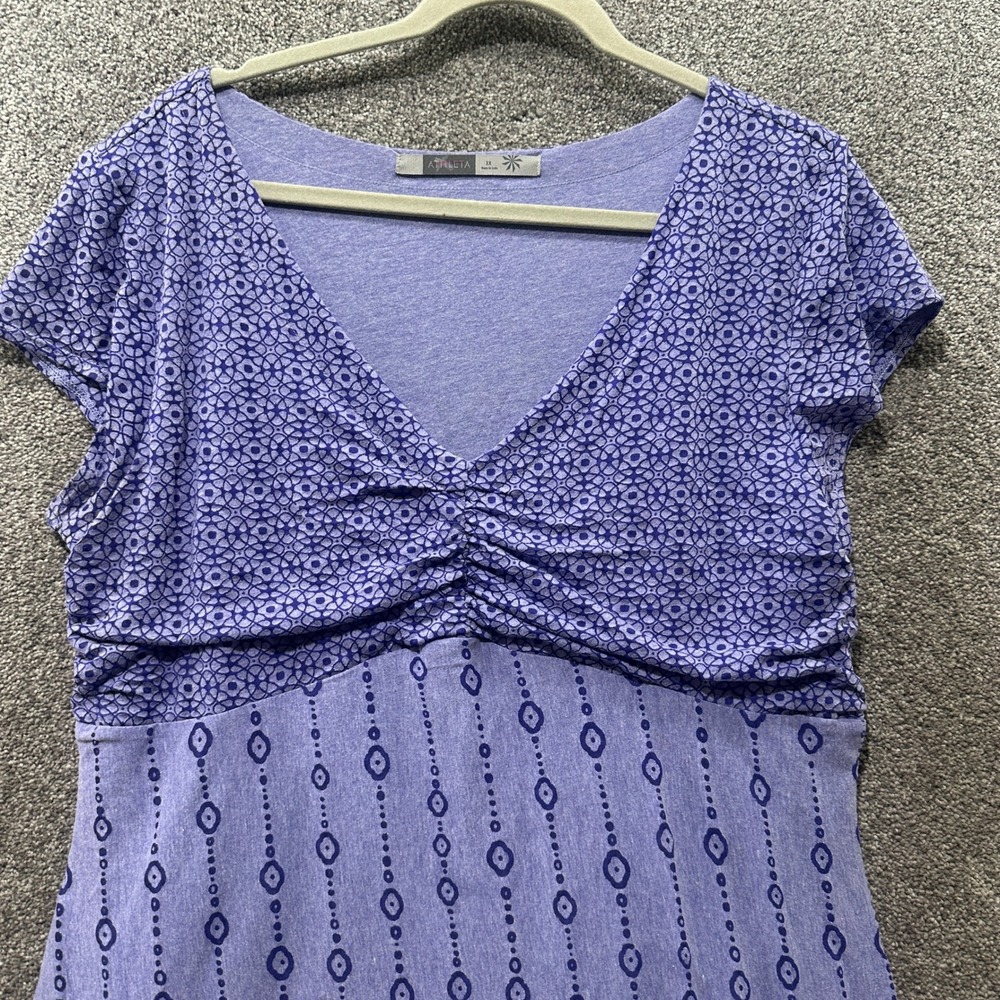 Athleta Dhara Dress Women 1X Burnout Printed V Neck Cap Sleeve Boho Athleisure - Picture 9 of 12
